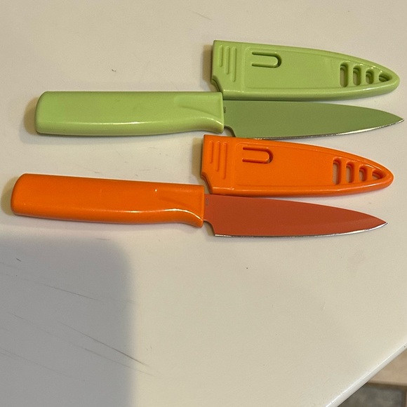 VTG ALL PURPOSE PARING NON STICK CERAMIC COATED BLADE SLEEVE GREEN ORANGE 7.75” - Picture 8 of 8